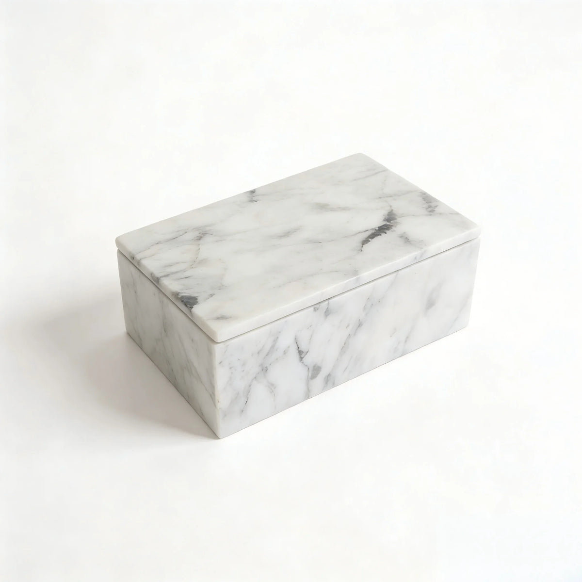 Carrara white marble lidded vanity box