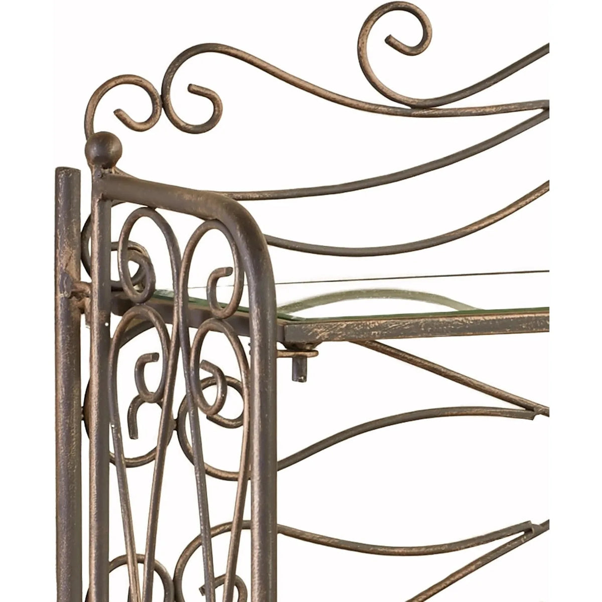 Side scrollwork detail and glass shelf