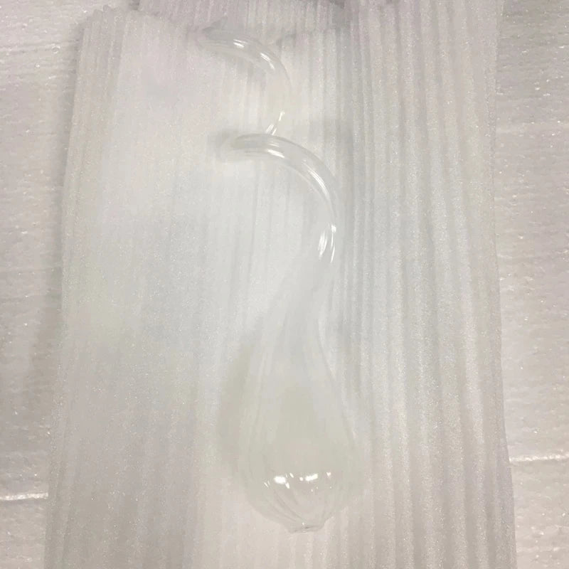 Single hand-blown white glass chandelier arm with curled tail packed in protective foam