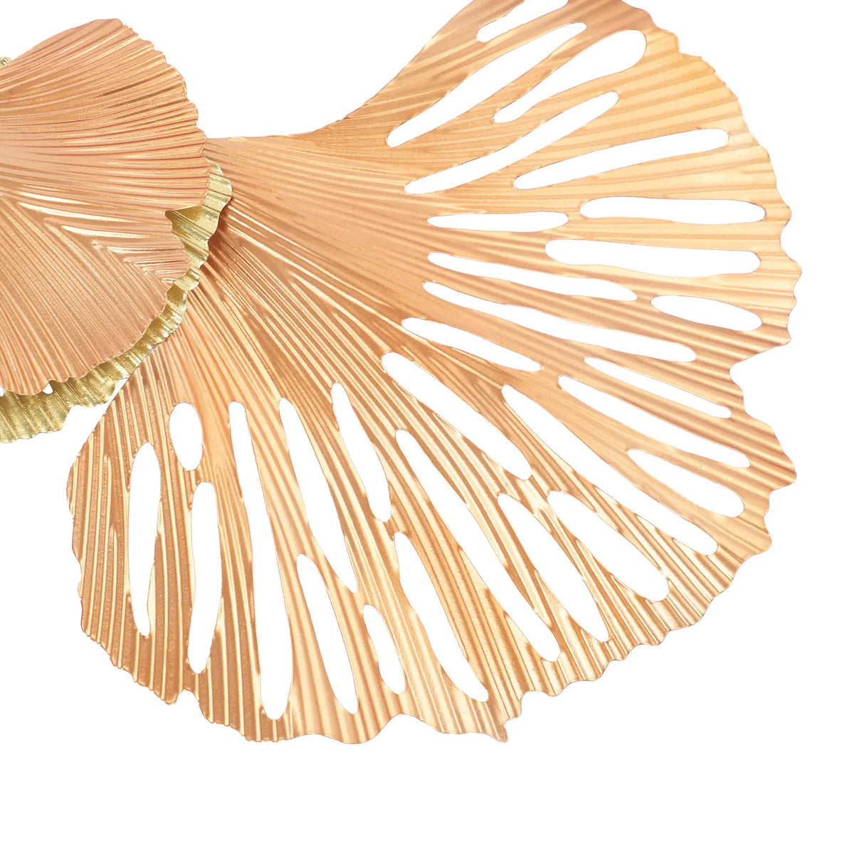 Close-up of a blush iron ginkgo leaf with cut-out veins