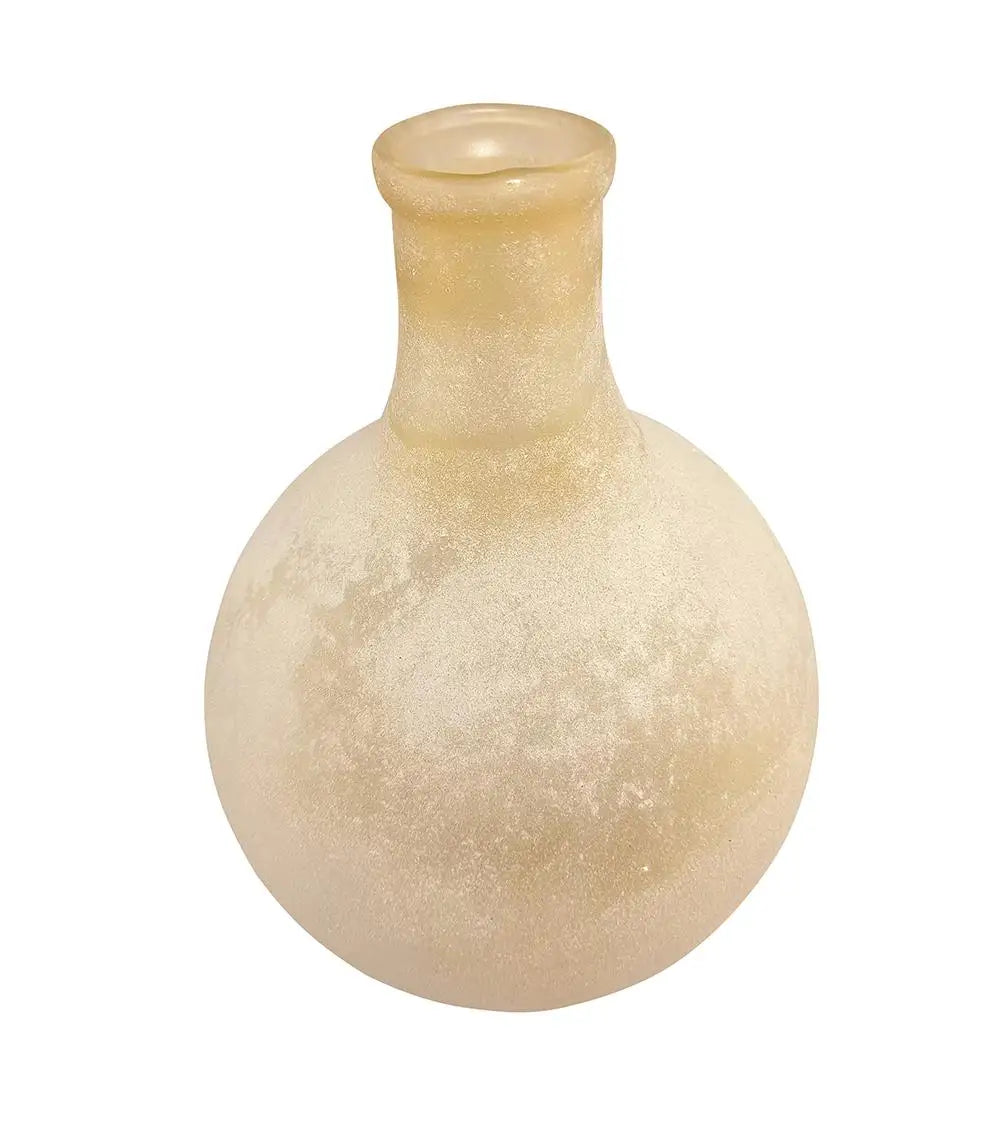 Frosted sand glass vase, close view of the texture