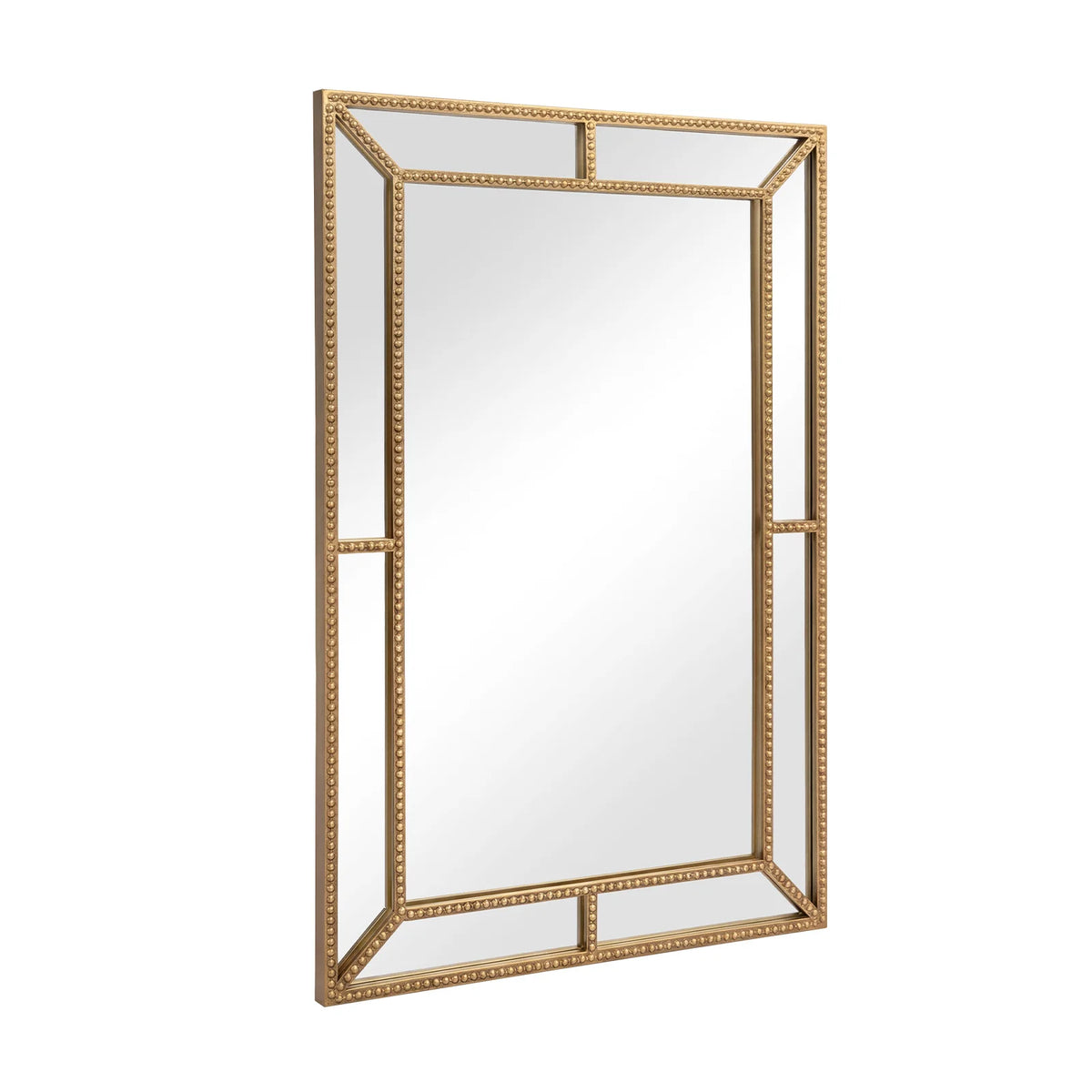 Gold beaded rectangular wall mirror, 36 x 24 in