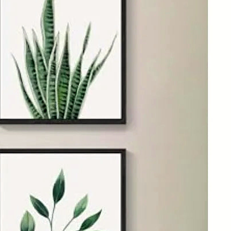 Detail of the snake-plant leaf print in the tropical wall art set