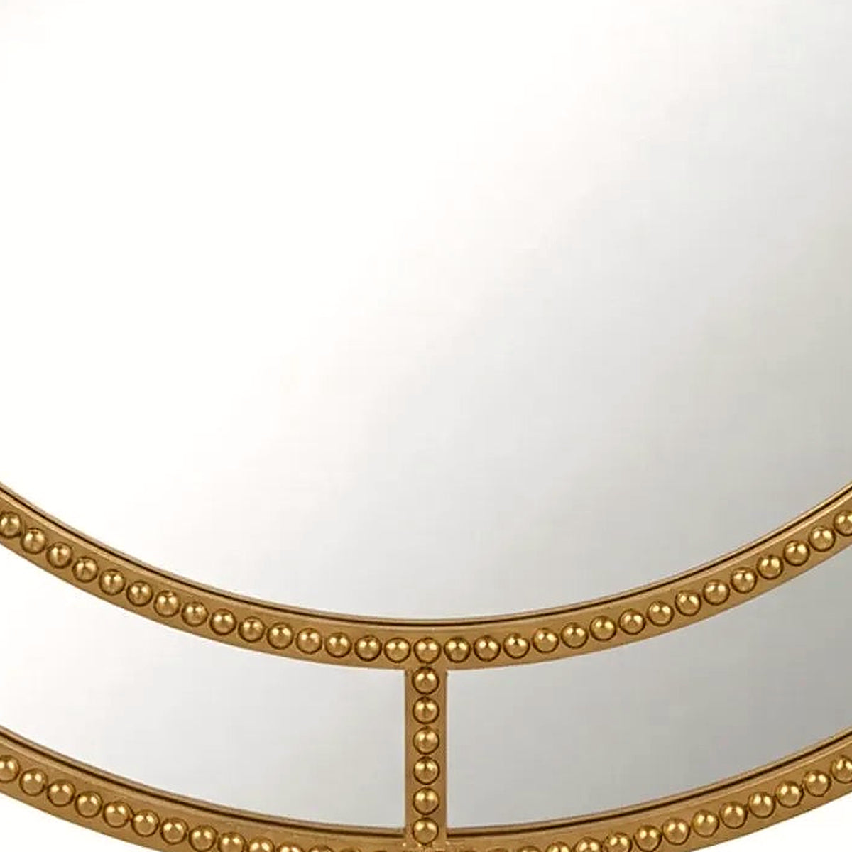 Close-up of the antique gold beading along the lower mirror frame