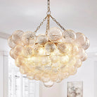 Ribbed clear glass bubble cluster chandelier with gold frame