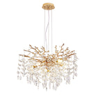 Gold crystal branch chandelier, 24 in, shown unlit on white