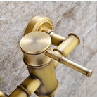 Antique Bronze Faux-Bamboo Tub and Shower Set, faux-bamboo lever and wall flange close-up