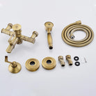Antique Bronze Faux-Bamboo Tub and Shower Set, all included parts