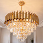 Gold five-tier raindrop crystal chandelier