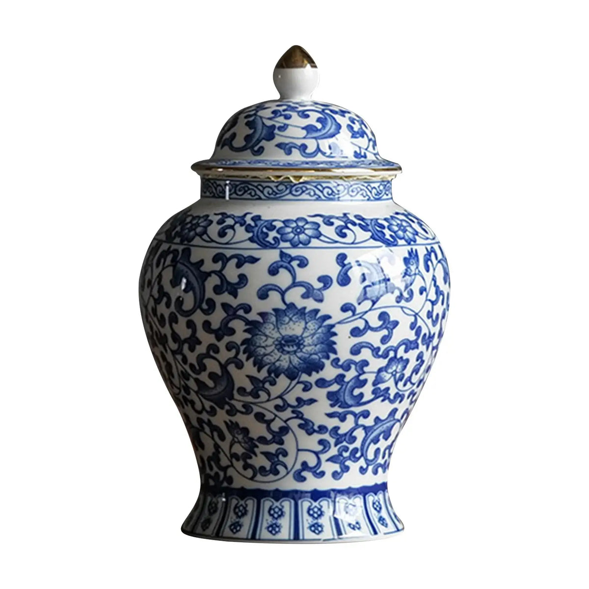Blue and White Chinoiserie Ginger Jar, front view