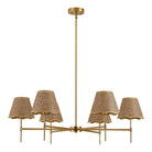 Six-light gold chandelier with woven shades