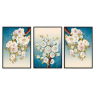 Set of 3 framed white blossom branch prints