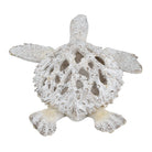 White coral-pattern sea turtle sculpture, top view of the open coral shell