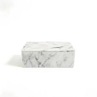 Front view of the Carrara white marble box