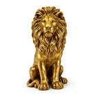 Gold resin seated lion statue, 24 in, front view