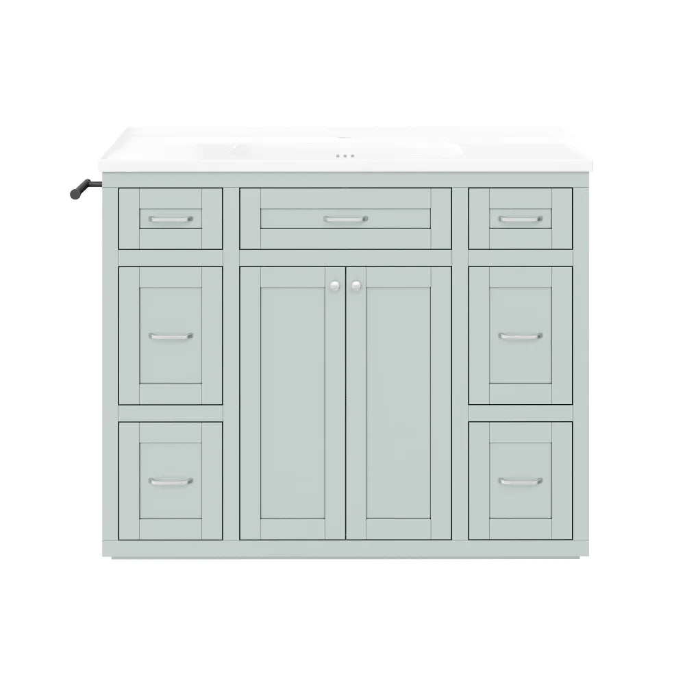 Mint green 48 inch bathroom vanity with white top