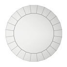 Front view of the Venetian-style round mirror showing its segmented beveled glass border