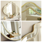 Quatrefoil wall mirror with a slim gold rim, side view