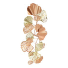 Ginkgo leaf metal wall art shown vertically, side angle