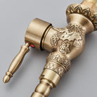Carved antique brass faucet body, detail