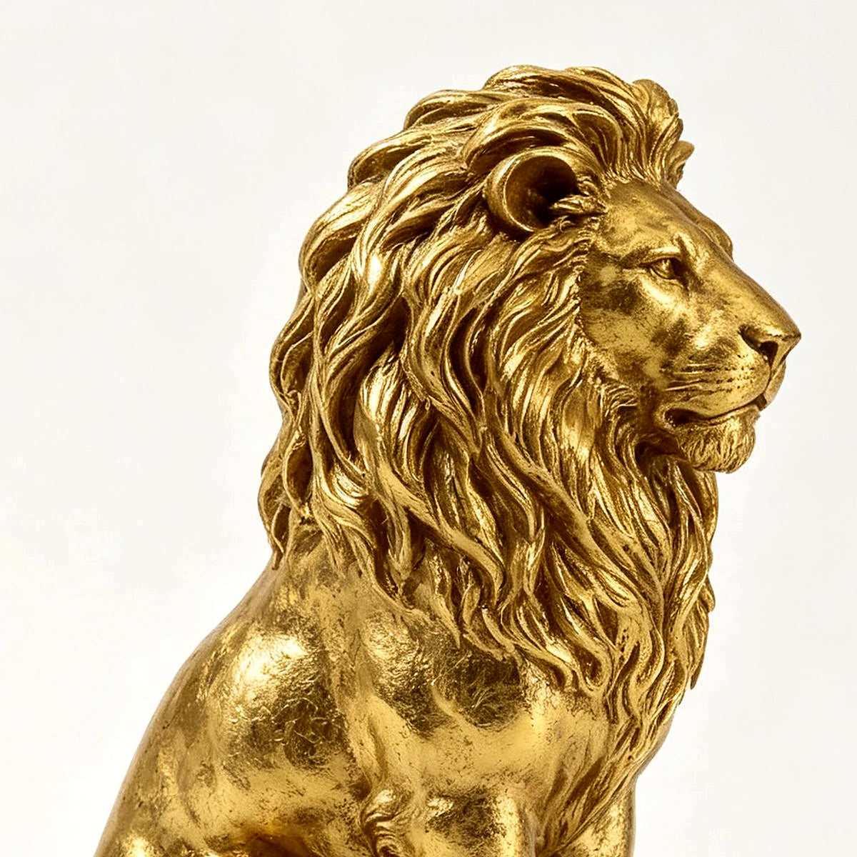 Detail of the textured gold mane along the lion's back