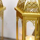 Detail of the gold Moroccan lantern glass panels and filigree frame (candle not included)
