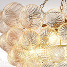 Close-up of the hand-blown ribbed glass texture on the bubble chandelier