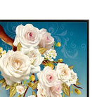Close-up of pale roses and golden foliage on the right panel of the framed wall art set