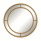 Round gold beaded wall mirror, 28 in, with nested double frame on a clean white backdrop