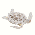 White coral-pattern sea turtle sculpture, 13 in, on a clean white backdrop