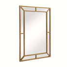 Gold beaded rectangular wall mirror, 36 x 24 in, with a double-border frame on a clean white backdrop