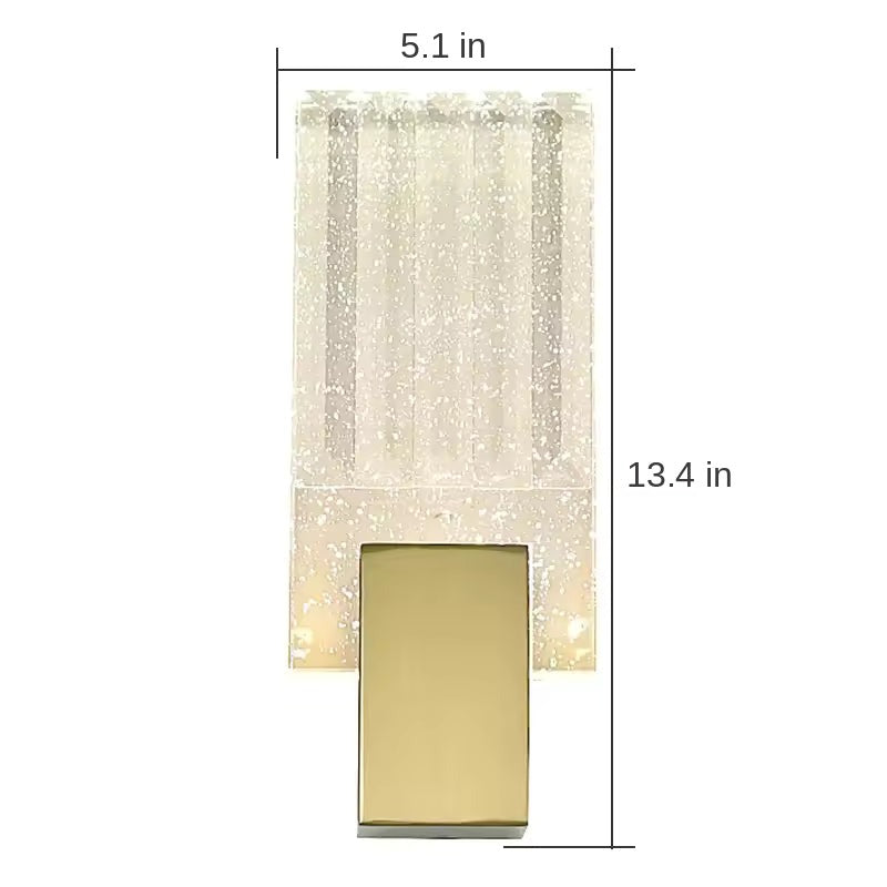 Textured ripple glass LED wall sconce, Style 2, with dimension labels