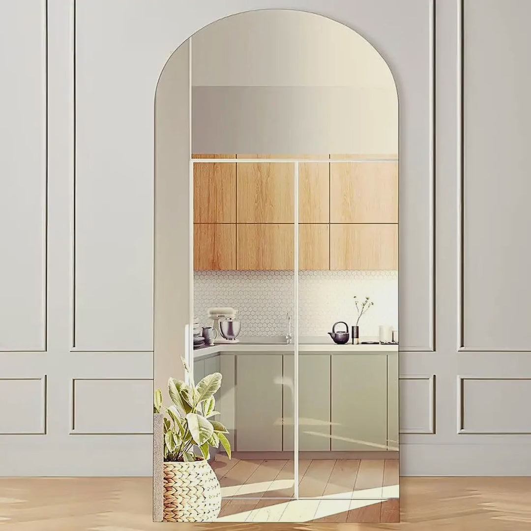 Full-Length Arched Floor Mirror, Natural Wood Frame, 71 x 28 in video showcase