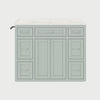 Slow cinematic tour of the mint green bathroom vanity with ceramic sink from real product photography