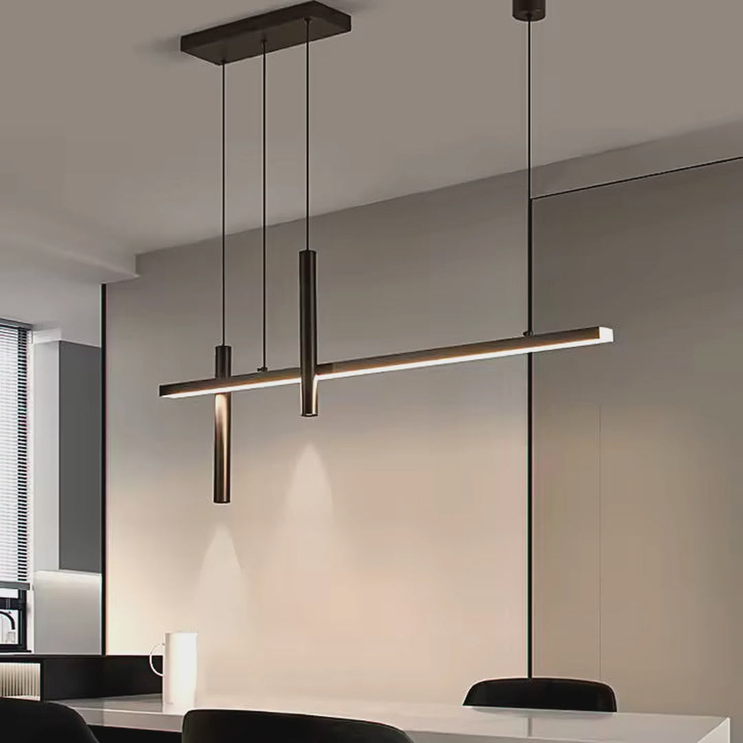 Slim Black Linear LED Kitchen Island Pendant Light video showcase