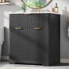 Slow cinematic tour of the black fluted bathroom vanity with ceramic sink from real product photography