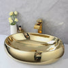 Gold-Glazed Ceramic Oval Vessel Sink with Waterfall Faucet video showcase