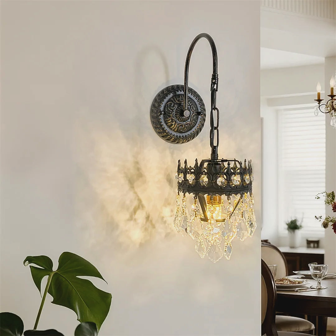 Crystal Shade Wall Sconce on Black Iron Arm video showcase