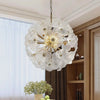 Hand-Blown White Glass Flower Chandelier, Six Lights, 24 in video showcase