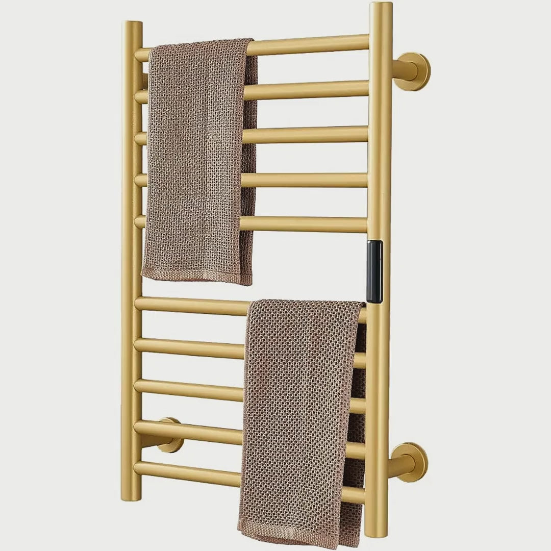 Gold Heated Towel Warmer, 10 Bars, Stainless Steel video showcase