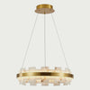 Round Faux-Alabaster LED Pendant Light with Gold-Tone Ring, 19.7 in video showcase
