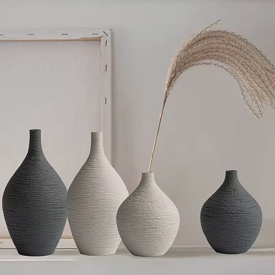 Textured Ceramic Bud Vase with Narrow Neck, Gray or Beige video showcase