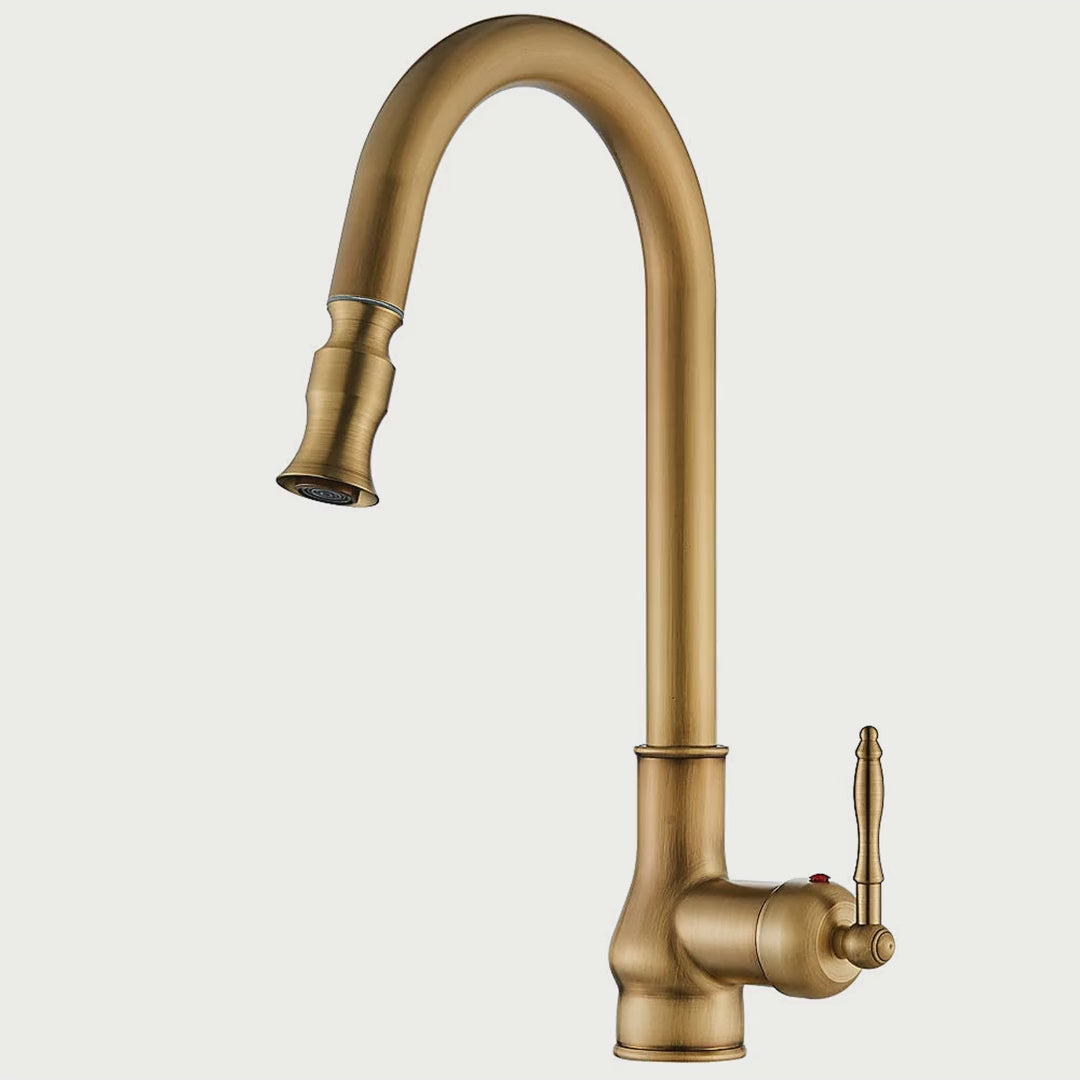 Antique Brass Single-Hole Pull-Out Kitchen Faucet video showcase