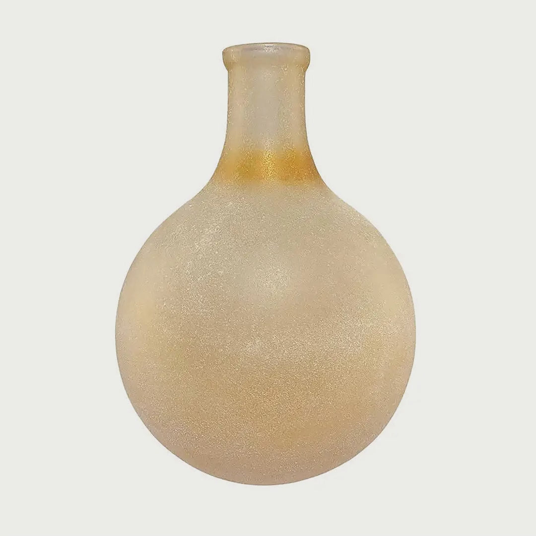Slow cinematic tour of the frosted sand glass bubble vase from real product photography