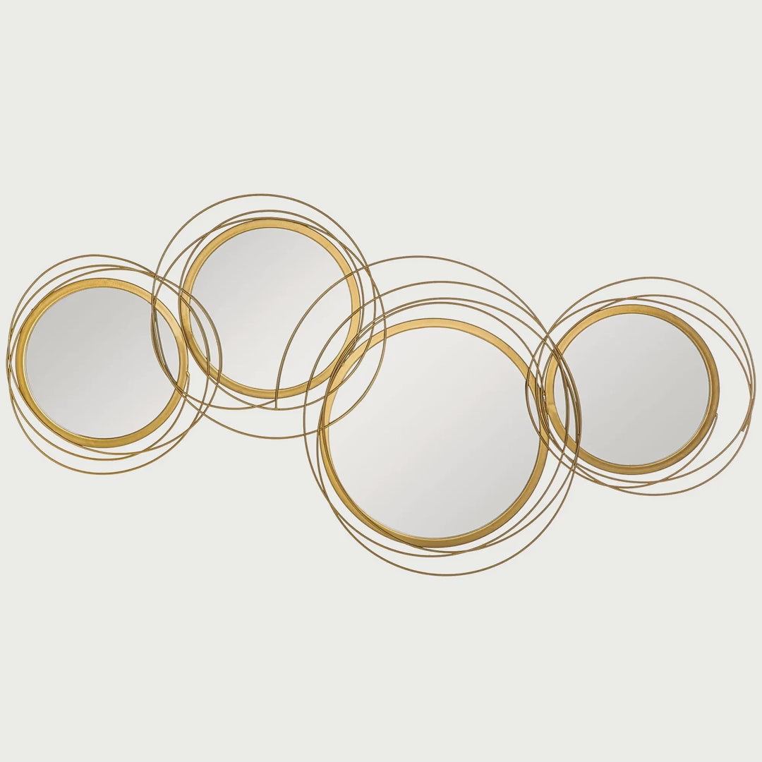 Gold Overlapping Ring Wall Mirror, 42 x 22 in video showcase