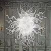 Hand-Blown Milk-White Glass Art Chandelier, LED video showcase