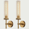 Knurled Gold Wall Sconces with Amber Glass Tubes, Set of 2 video showcase
