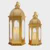 Slow cinematic tour of the gold Moroccan candle lanterns set of 2 from real product photography (candles not included)