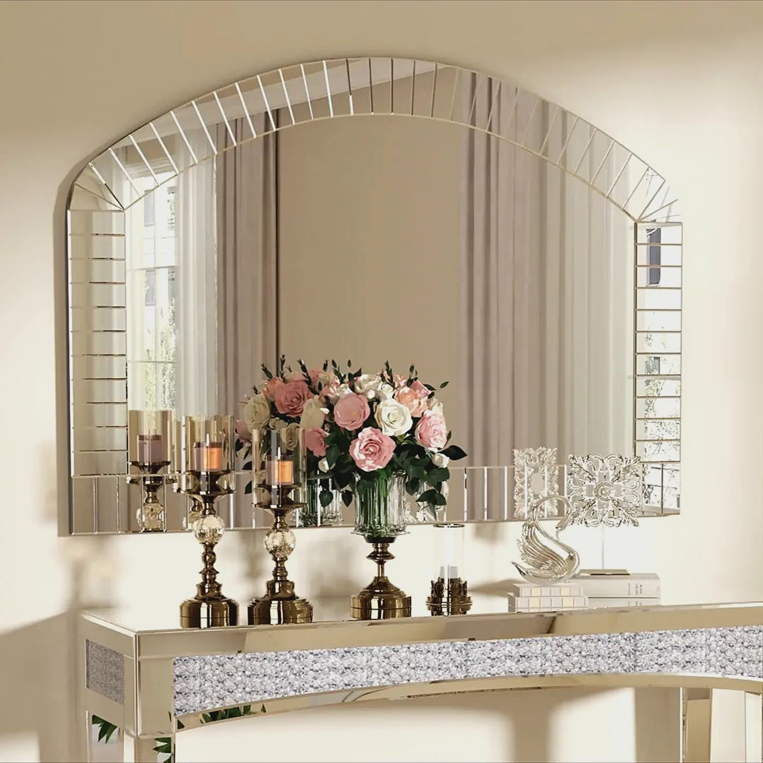 Extra-Large Arched Venetian Glass Mirror, Beveled Edges video showcase