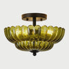 Slow cinematic tour of the green petal glass semi-flush ceiling light from real product photography